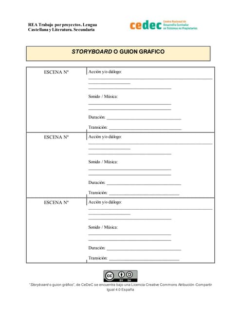 Plantilla para un "Story board" o g...