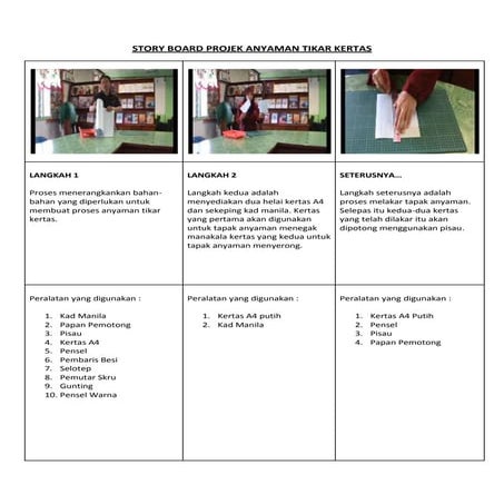 Story board projek anyaman tikar kertas