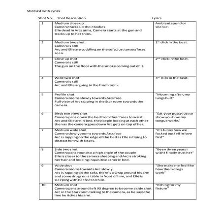 Storyboard A2 Media Music Video