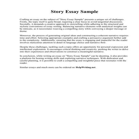 Story Essay Sample. Meridian Community College | PDF