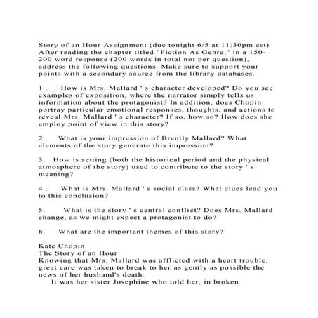 Story of an Hour Assignment (due tonight 65 at 1130pm est)Afte.docx