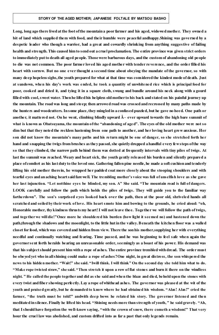 Story of the aged mother