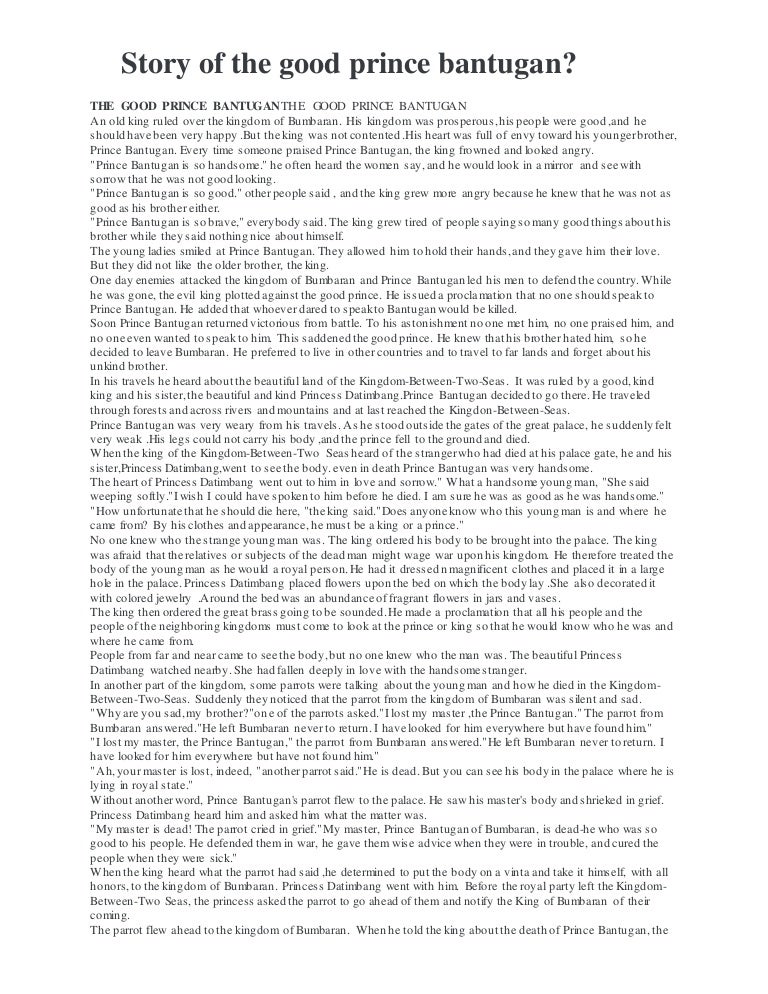 Story of the good prince bantugan