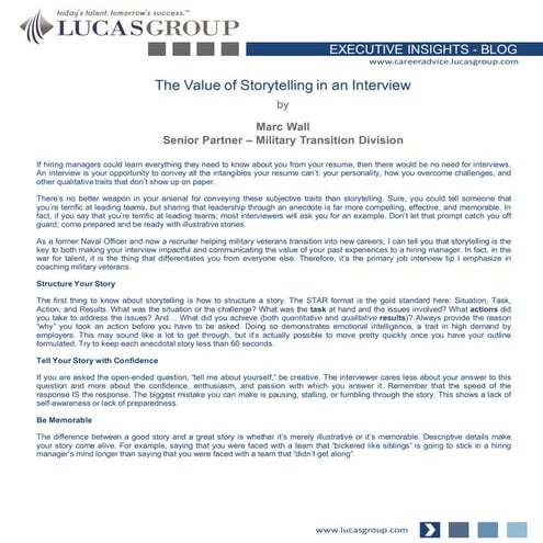 The Value of Storytelling in an Interview