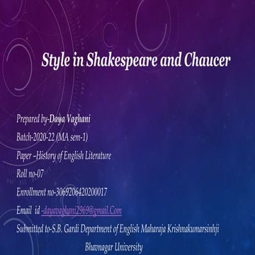 Style in Shakespeare and Chaucer | PPTX