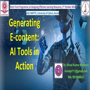 Generating E-content: AI Tools in Action, Short-Term Programme on Designing E...