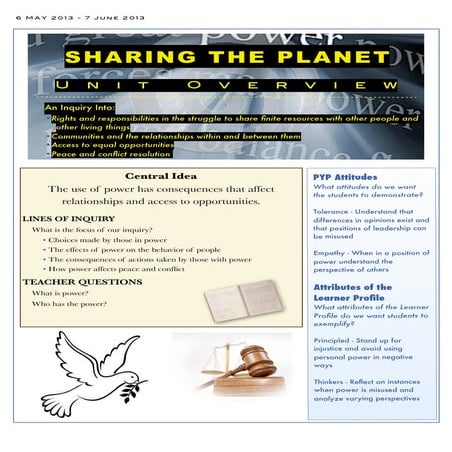 Sharing the Planet Unit Overview 2013