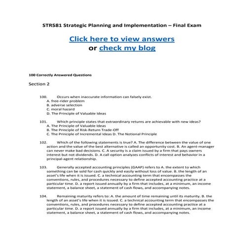 Str 581 final exam answers set 2
