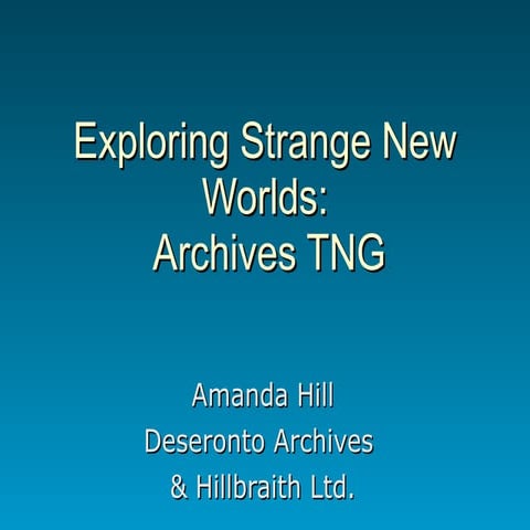 Exploring Strange New Worlds: Archives TNG