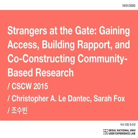 Strangers at the Gate: Gaining Access,  Building Rapport, and Co-Constructing...