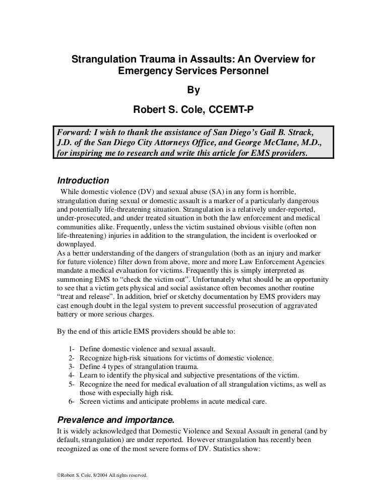 EMS Strangulation Trauma in Domestic Violence