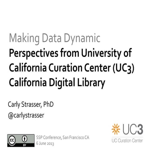 Making Data Dynamic: Views from UC3, CDL