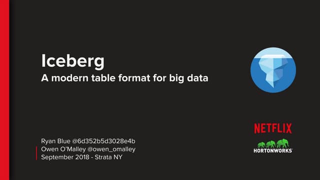 Iceberg: A modern table format for big data (Strata NY 2018)