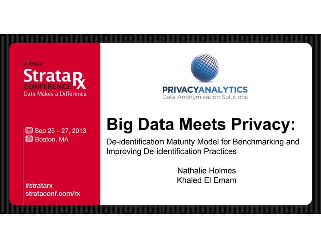 Big Data Meets Privacy:De-identification Maturity Model for Benchmarking and ...