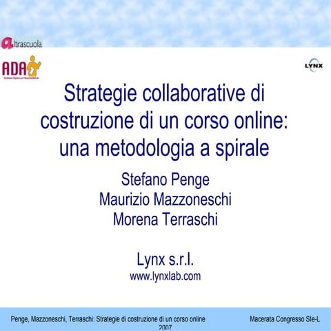 Strategie collaborative di costruzione di un corso online: una metodologia a ...