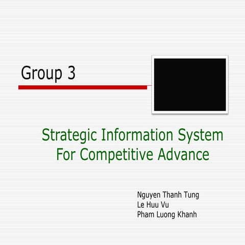 Strategic Information System For Competitive Advance
