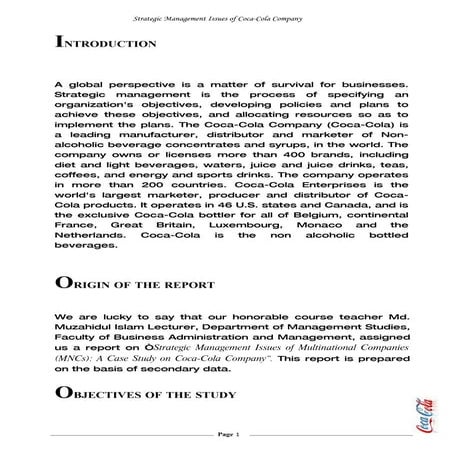 Strategic Management Issues Of Multinational Companies Mn Cs A Case Study On ...