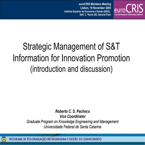 Strategic Management of S&T Information for Innovation Promotion