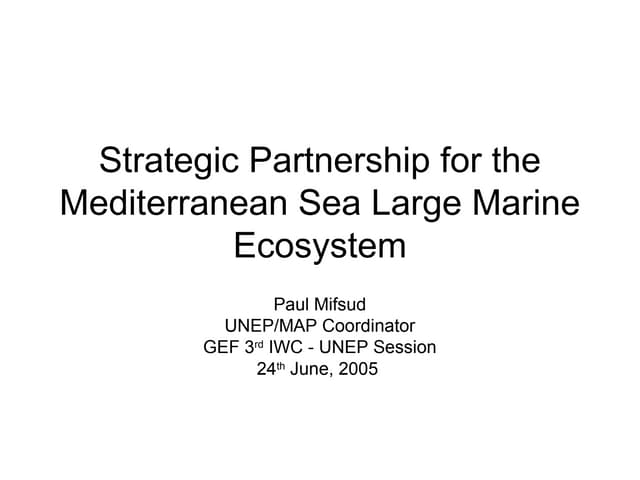 Strategic Partnership for the Mediterranean Sea Large Marine Ecosystem