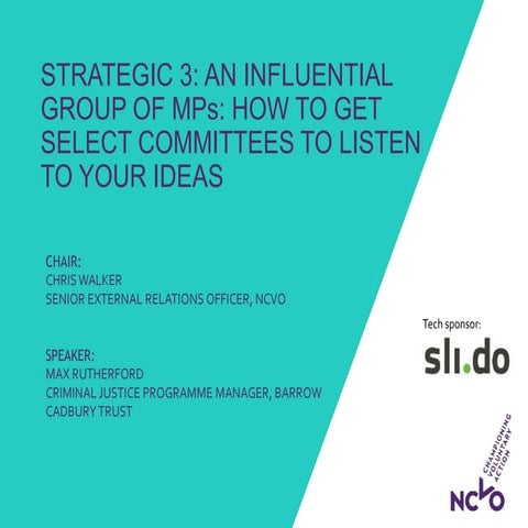 Strategic 3: An influential group of MPs: How to get Select Committees to lis...
