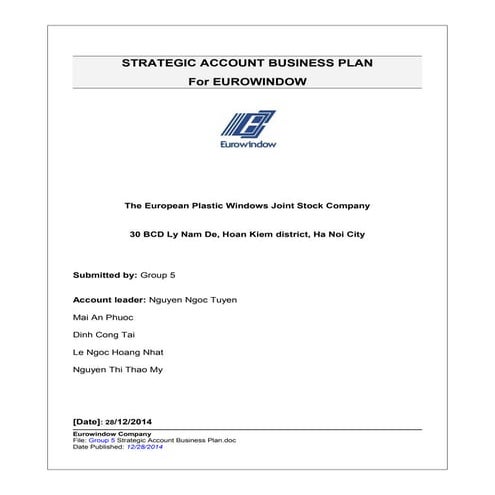 Strategic account business plan