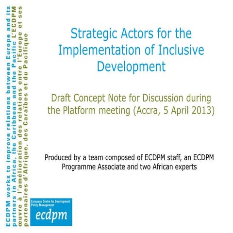 Strategic actors for the implementation of inclusive development