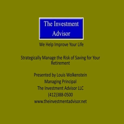 Strategically Manage the Risk of Saving For Your Retirement retirementplans2 ...