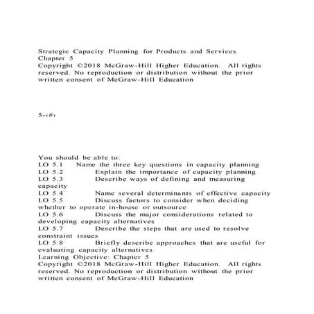 Strategic capacity planning for products and services chapter 5