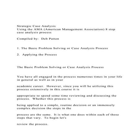 Strategic Case Analysis Using the AMA (American Management A.docx