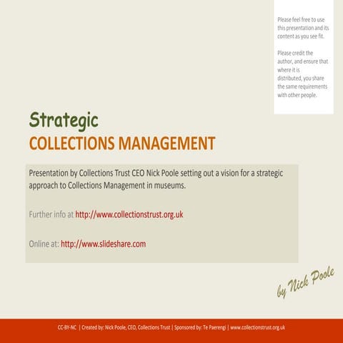 Strategic collections management