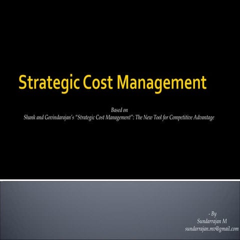 Strategic Cost Management