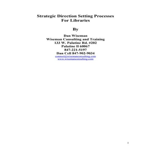 Strategic Direction Setting For Libraries Nov.  2010
