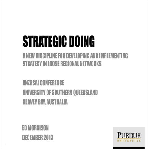 Strategic Doing: A New Discipline Australia December 2013