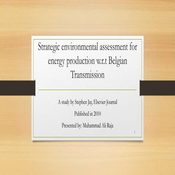 Strategic environmental assessment for energy production