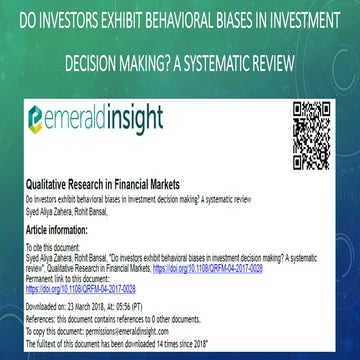 Impact of Behavioral Biases on Investor's Decision