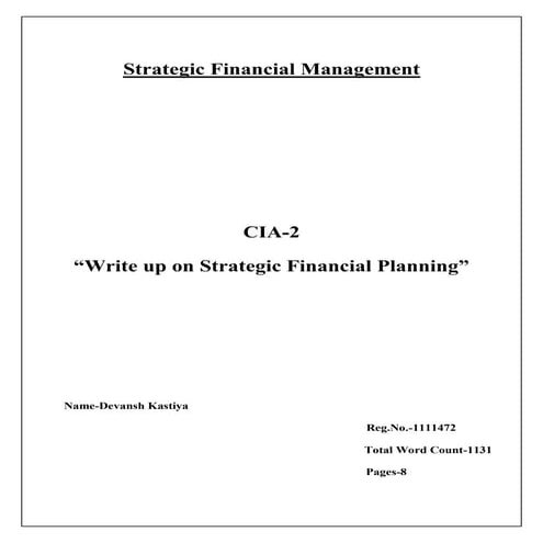 Strategic financial planning