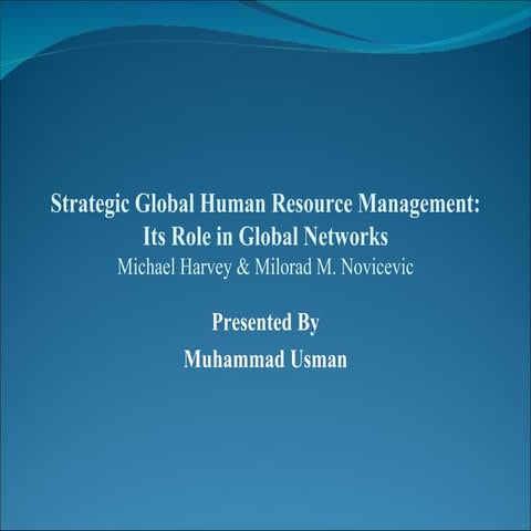 Strategic Global Human Resource Management