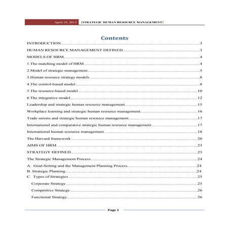 STRATEGIC HUMAN RESOURCE MANAGEMENT PROJECT 