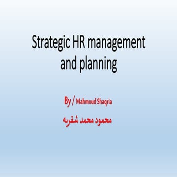 Strategic hr management and planning