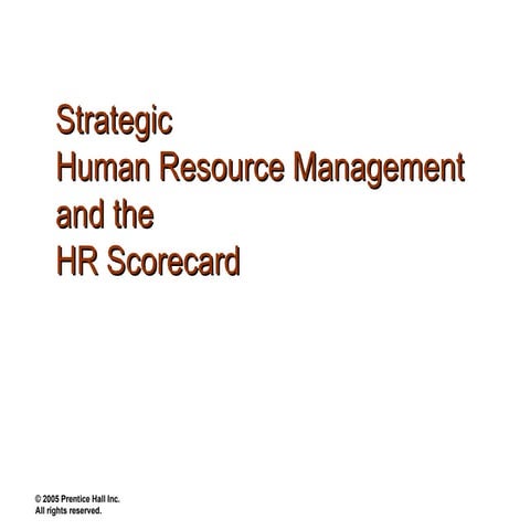Strategic Hrm And Hr Scorecard