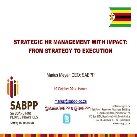 Strategic HRM with impact: From Strategy to Executio - Zimbabwe 2014