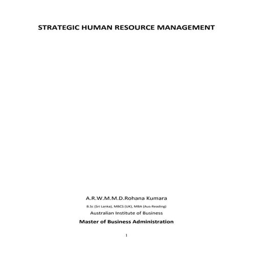 Strategic Human Resource Management - AIB (MBA) 2015 | DOC