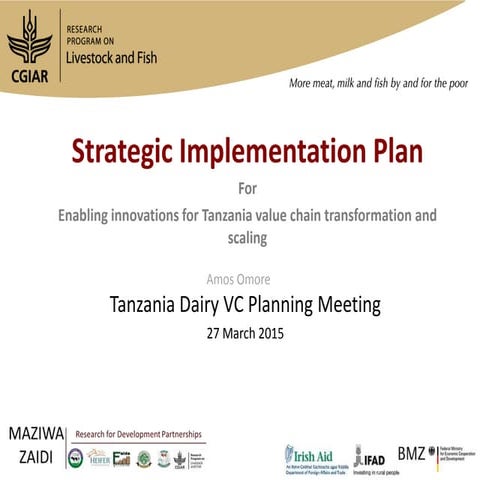 Strategic implementation plan for enabling innovations for Tanzania value cha...