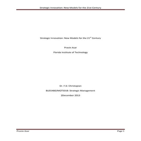 Strategic innovation