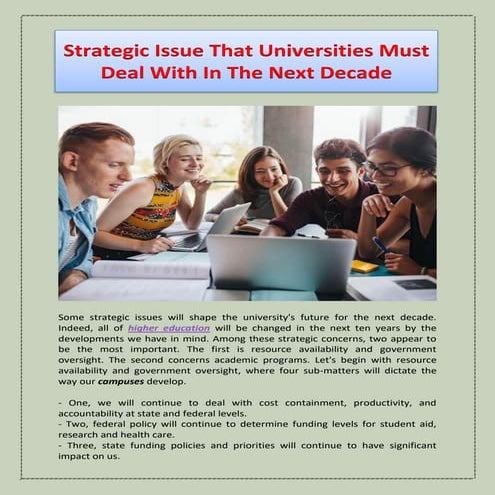 Strategic Issue That Universities Must Deal With In The Next Decade