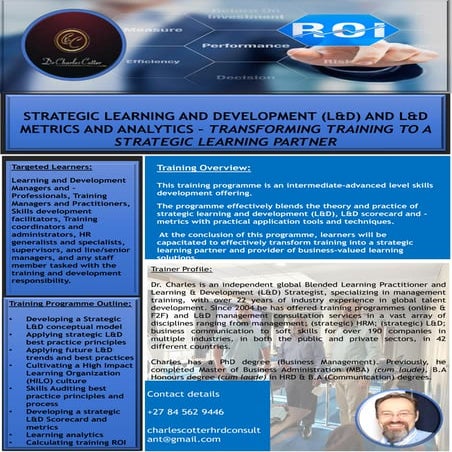 STRATEGIC LEARNING AND DEVELOPMENT_L&D METRICS AND ANALYTICS_Facilitated by D...