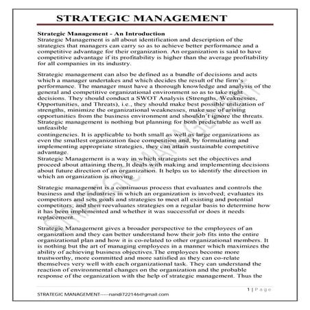 Strategic management
