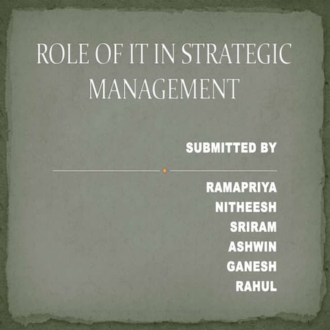 Role Of IT In Strategic management