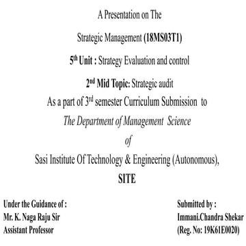 Strategic Management- Strategic Audit- MBA