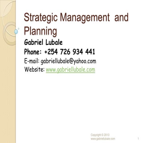 Strategic management and planning in the public service of kenya